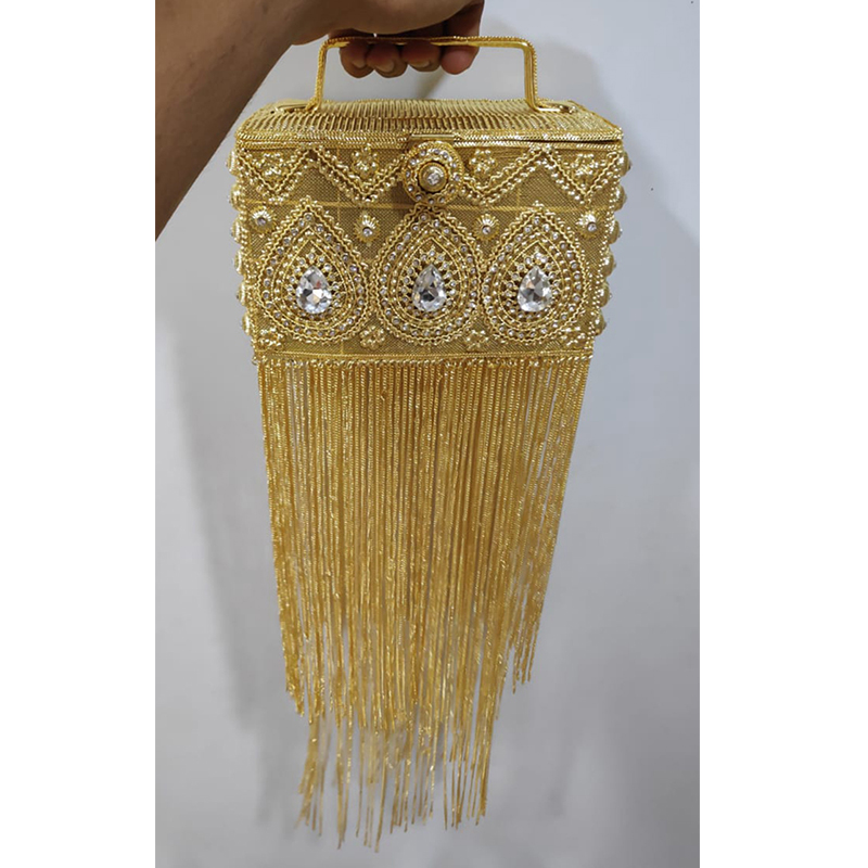 Women Bags India - DOYUTIG 여성용 핸드메이드 라인스톤 비즈 박스