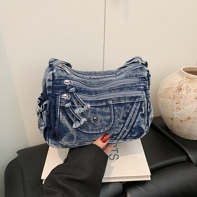 Women'S Kipling Bags - 스트릿 스타일 레트로 블루 데님 백