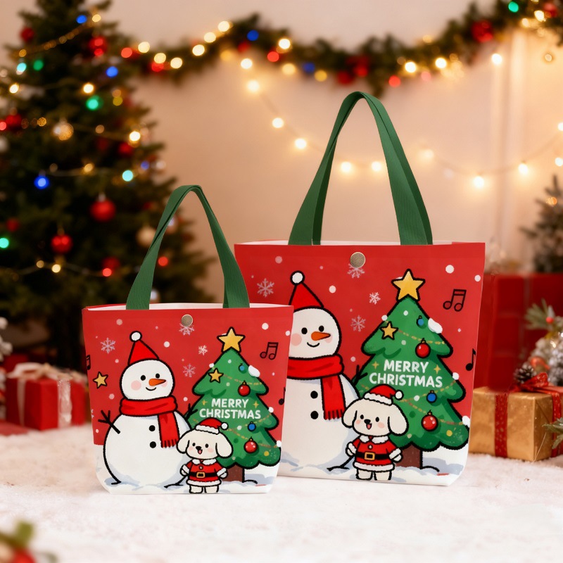 Women'S Bags Holiday - 크리스마스 토트 선물 가방 눈사람 강아지