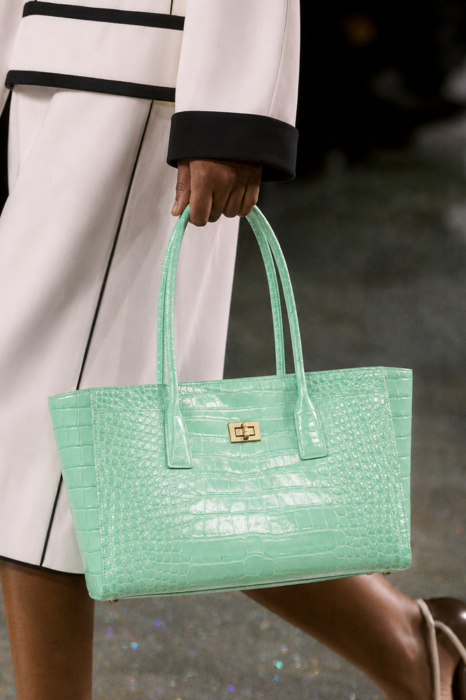 Women Bags Gold - SHELKSBAG 광택 있는 크로커다일 엠보싱 토트백
