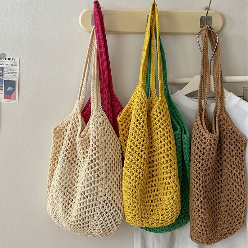 Woven Straw Bag - 여성용 숄더백 캐주얼 밀짚 위커 짠