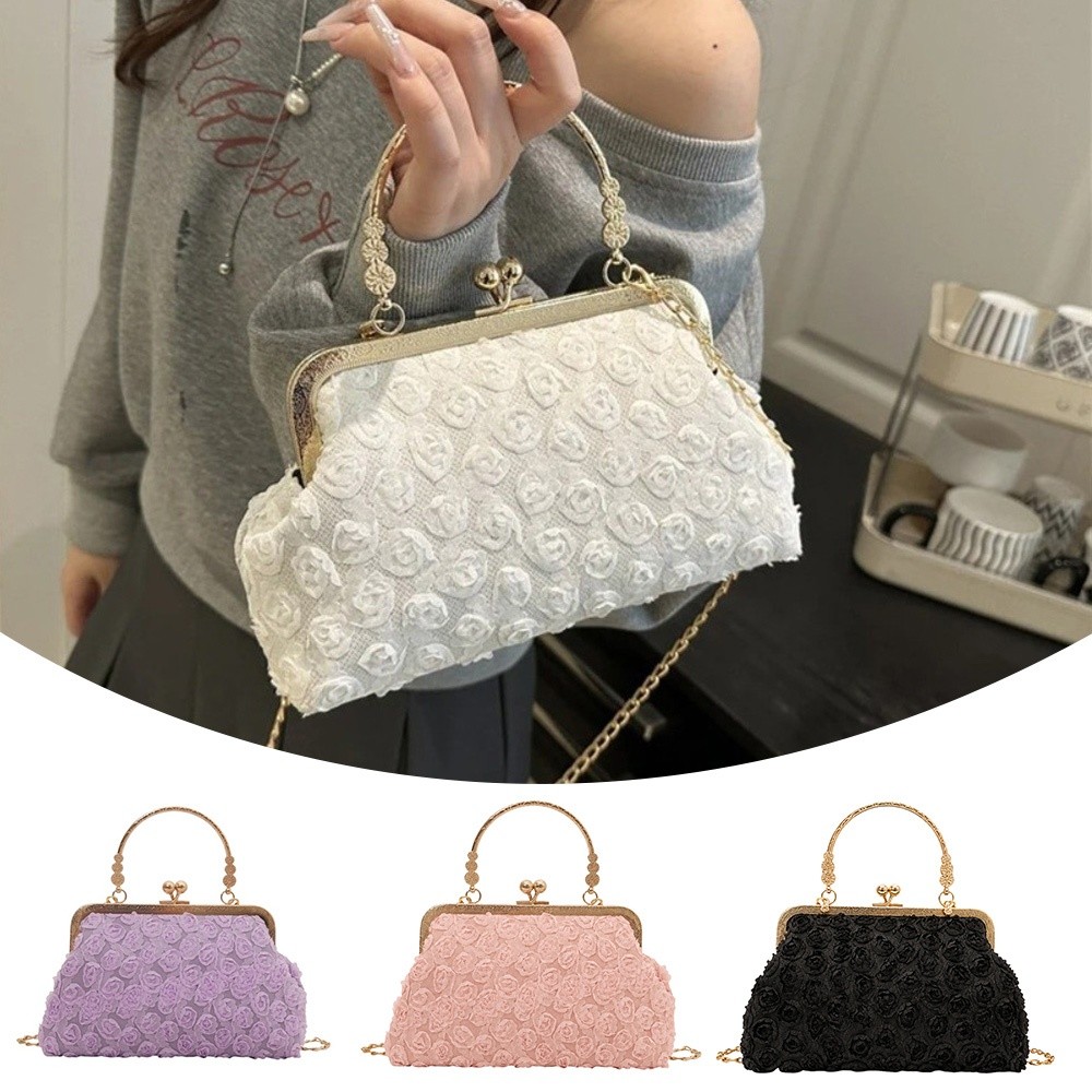 Women'S Bags Holiday - 럭셔리 클립 숄더백 3D 플라워 쉘