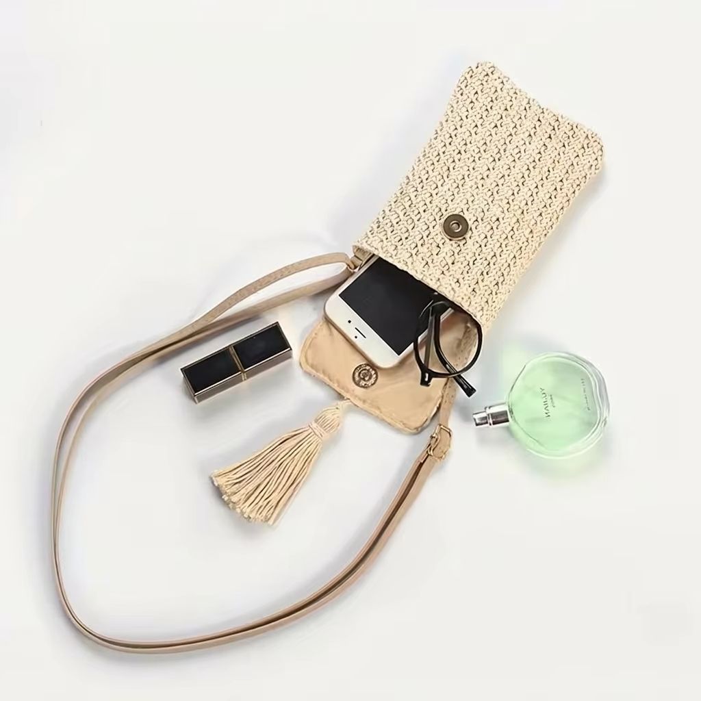 Women'S Bags Holiday - 밀짚 크로스백 여성용 미니 숄더백 폰