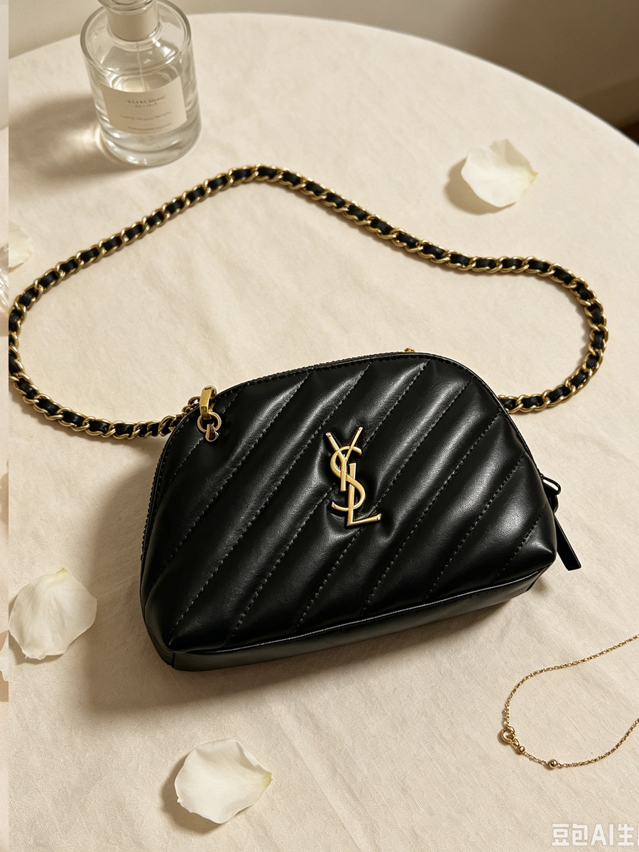 YSL 블랙 스트라이프 가죽 셸 메이크업 가방, DIY - Women Bags Ysl 리뷰 및 가격