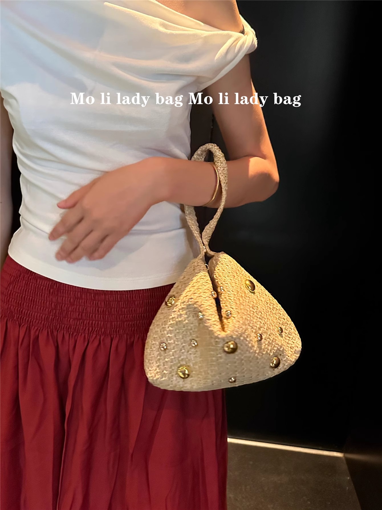 밀짚으로 짠 수제 호보 백 비즈 비즈 장식 여성 핸드백 - Women'S Bags Holiday 리뷰 및 가격
