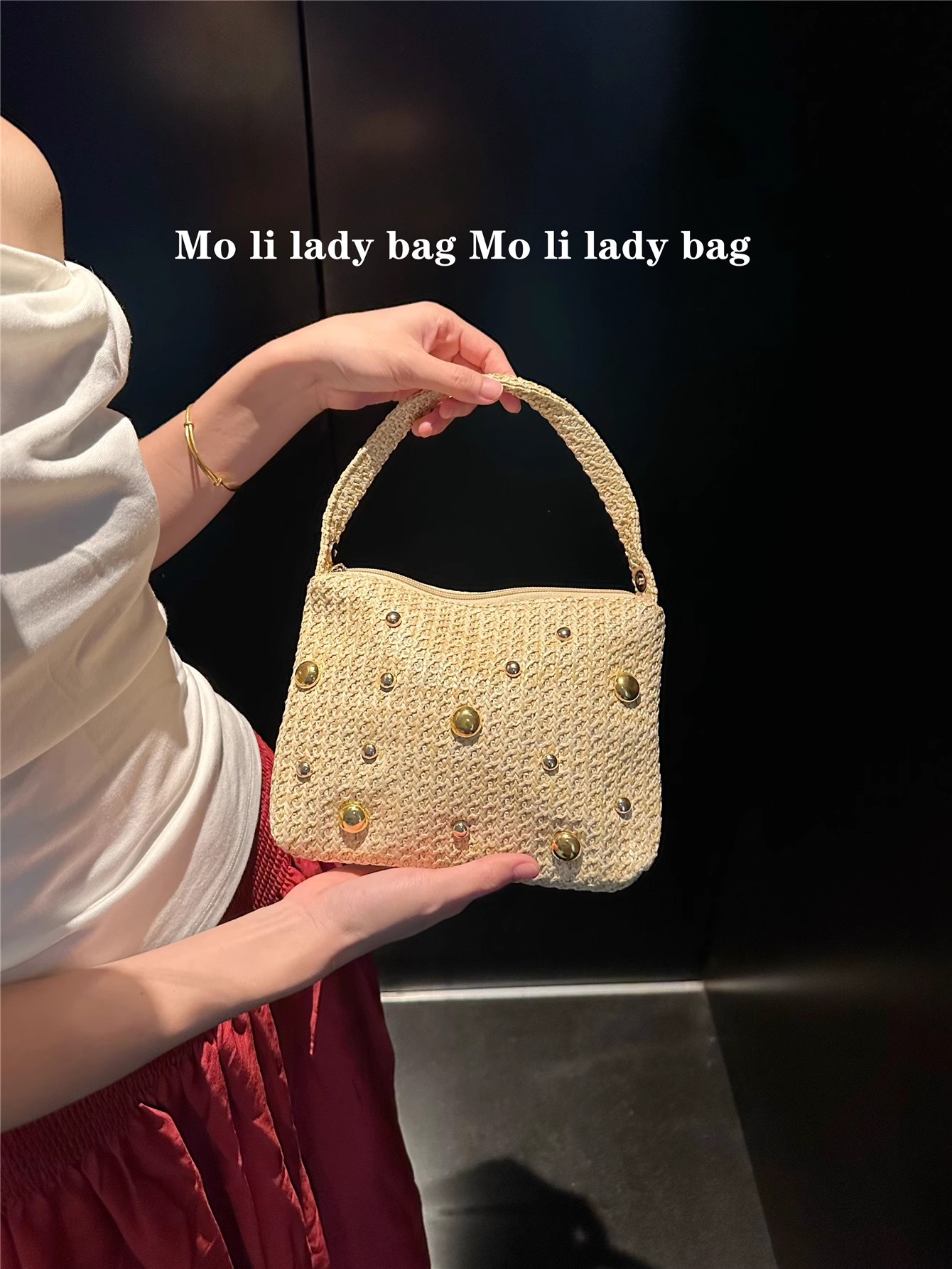 밀짚으로 짠 수제 호보 백 비즈 비즈 장식 여성 핸드백 - Women'S Bags Holiday 리뷰 및 가격