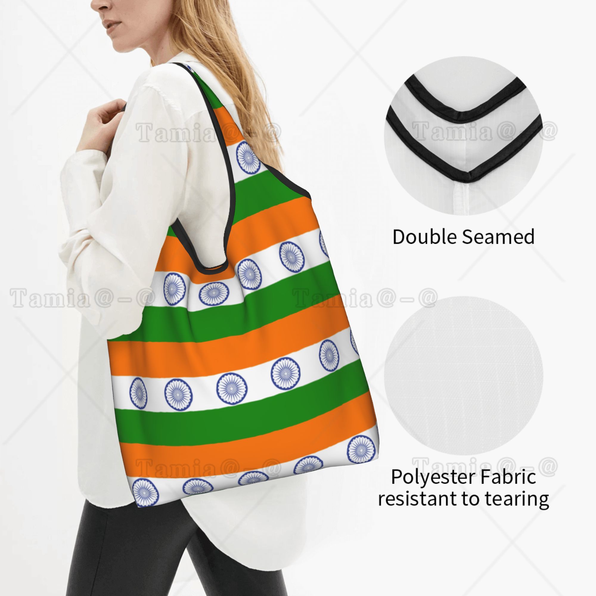 재사용 가능한 인도 국기 쇼핑백 여성용 토트백 휴대용  - Women Bags India 리뷰 및 가격