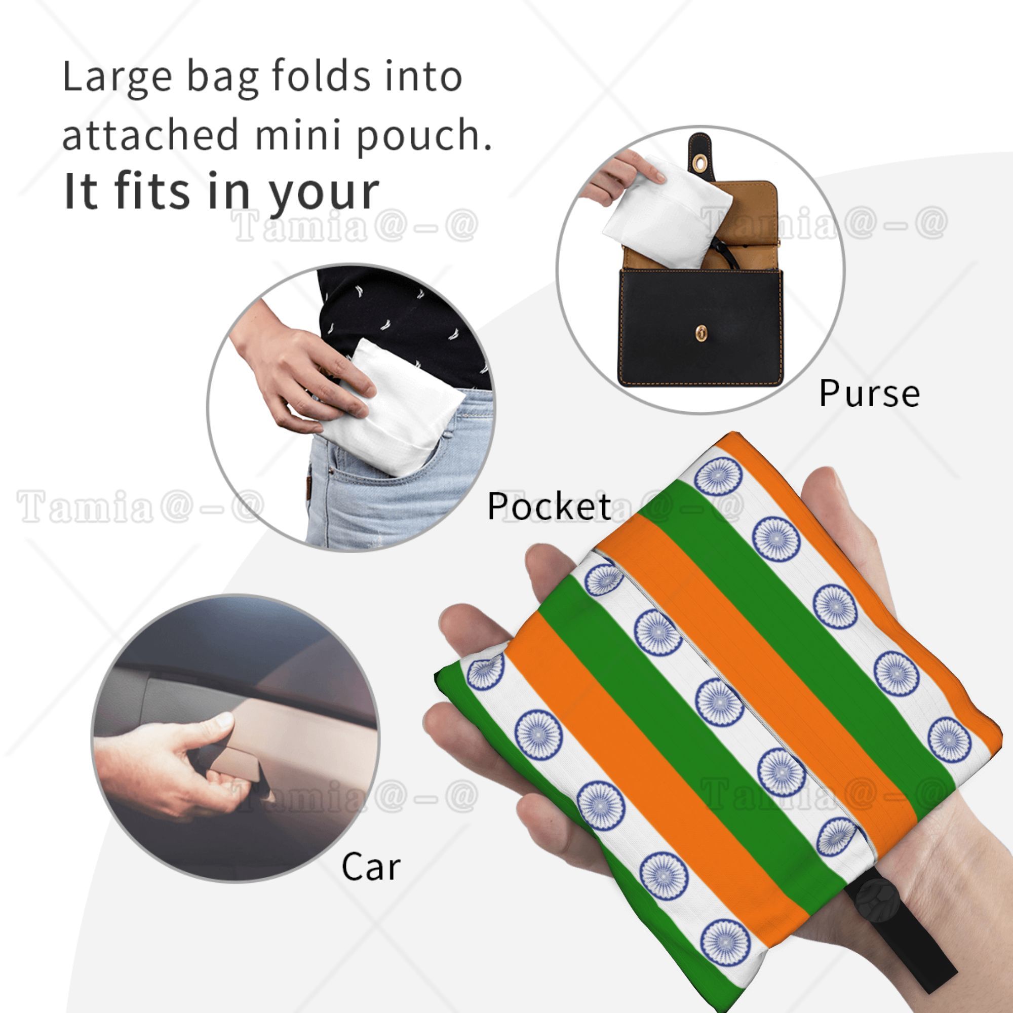 재사용 가능한 인도 국기 쇼핑백 여성용 토트백 휴대용  - Women Bags India 리뷰 및 가격