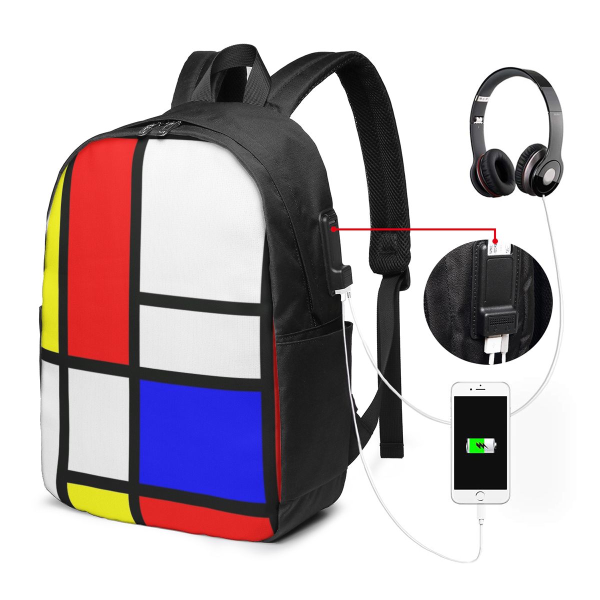 Piet Mondrian Composition 배낭 여 - Women Bags College 리뷰 및 가격