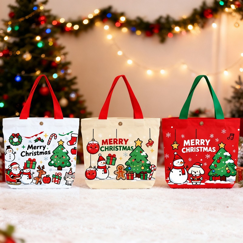 크리스마스 토트 선물 가방 눈사람 강아지 트리 프린트  - Women'S Bags Holiday 리뷰 및 가격
