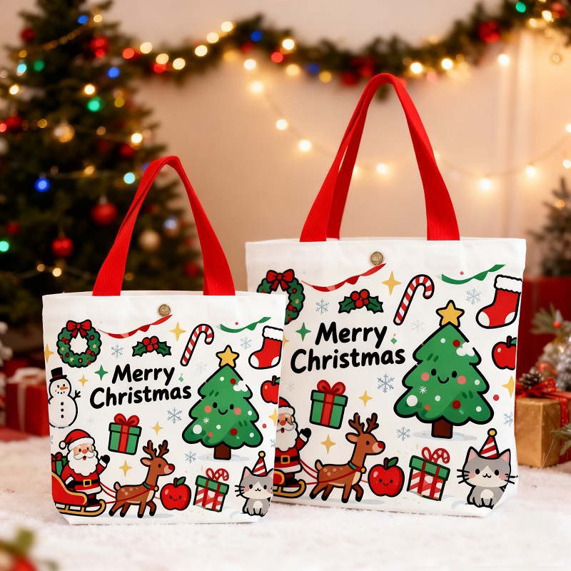 크리스마스 토트 선물 가방 눈사람 강아지 트리 프린트  - Women'S Bags Holiday 리뷰 및 가격