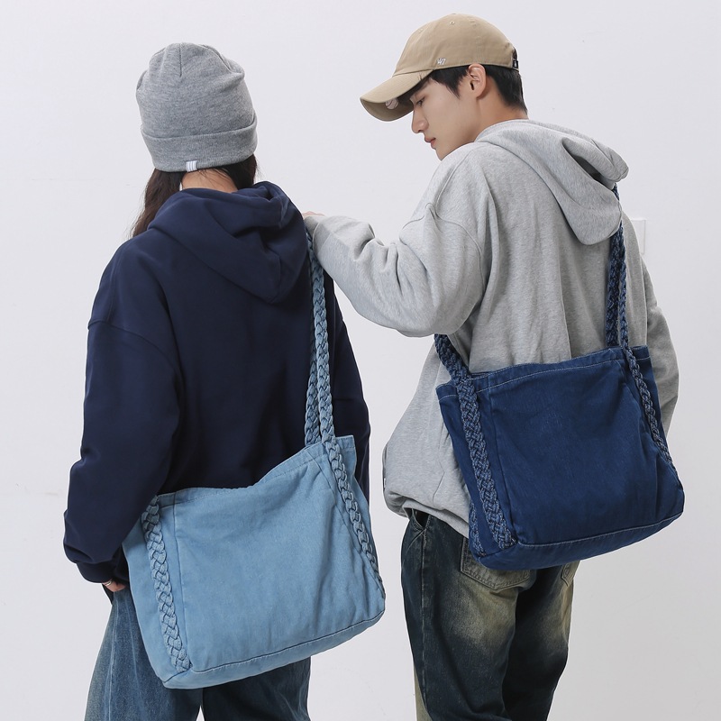남녀공용 워싱 데님 토트백, 대용량 캔버스 메신저백,  - Women Bags Jeans 리뷰 및 가격