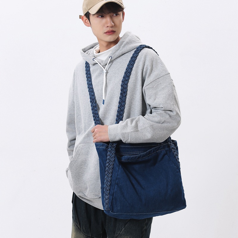 남녀공용 워싱 데님 토트백, 대용량 캔버스 메신저백,  - Women Bags Jeans 리뷰 및 가격