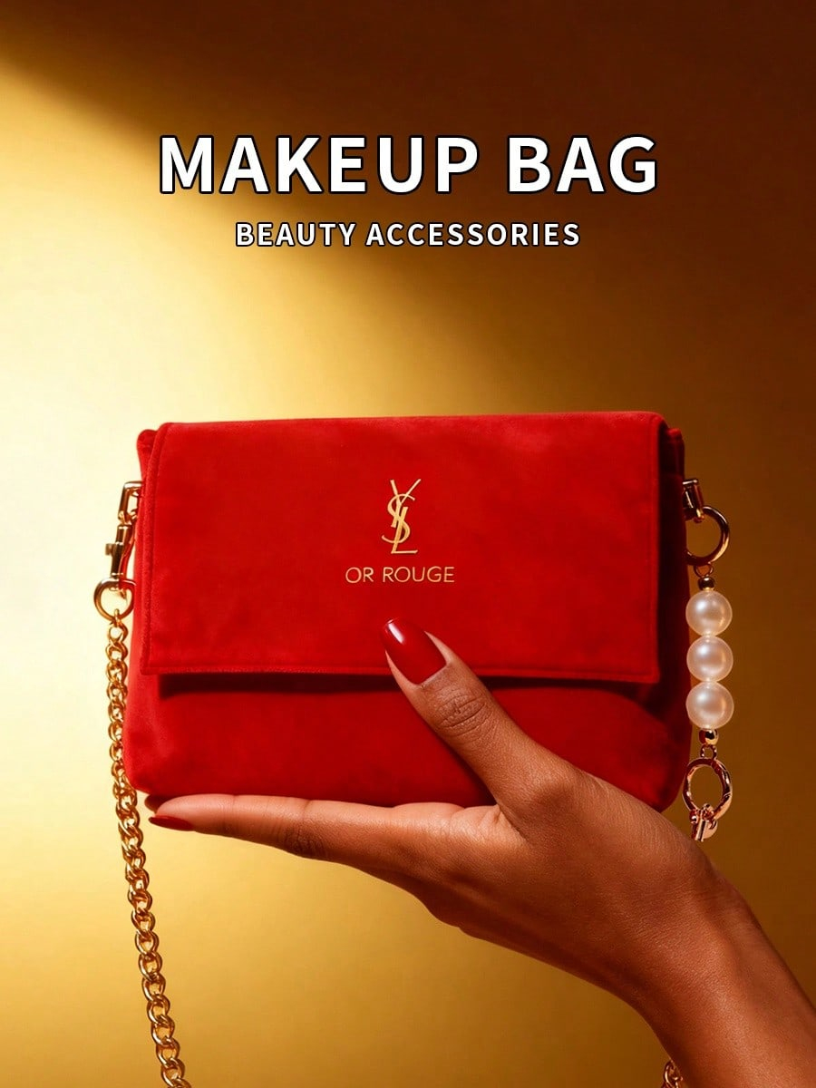 YSL 레드 벨벳 DIY 메이크업 가방, 메탈 체인,  - Women Bags Ysl 리뷰 및 가격