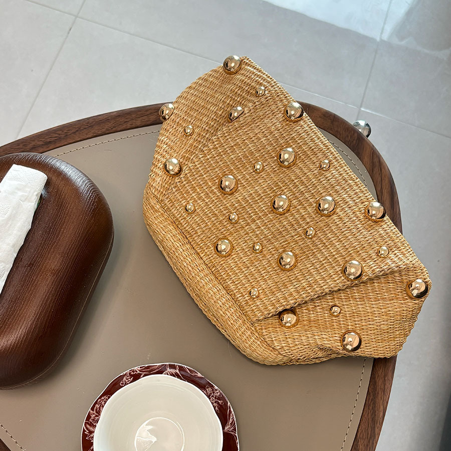 프랑스 휴가 스타일 밀짚으로 짠 클러치 백 금속 원형  - Women'S Bags Holiday 리뷰 및 가격