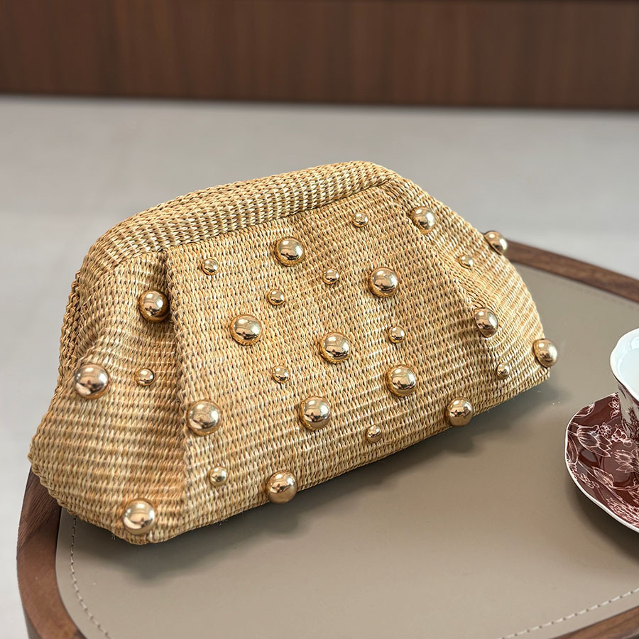 프랑스 휴가 스타일 밀짚으로 짠 클러치 백 금속 원형  - Women'S Bags Holiday 리뷰 및 가격