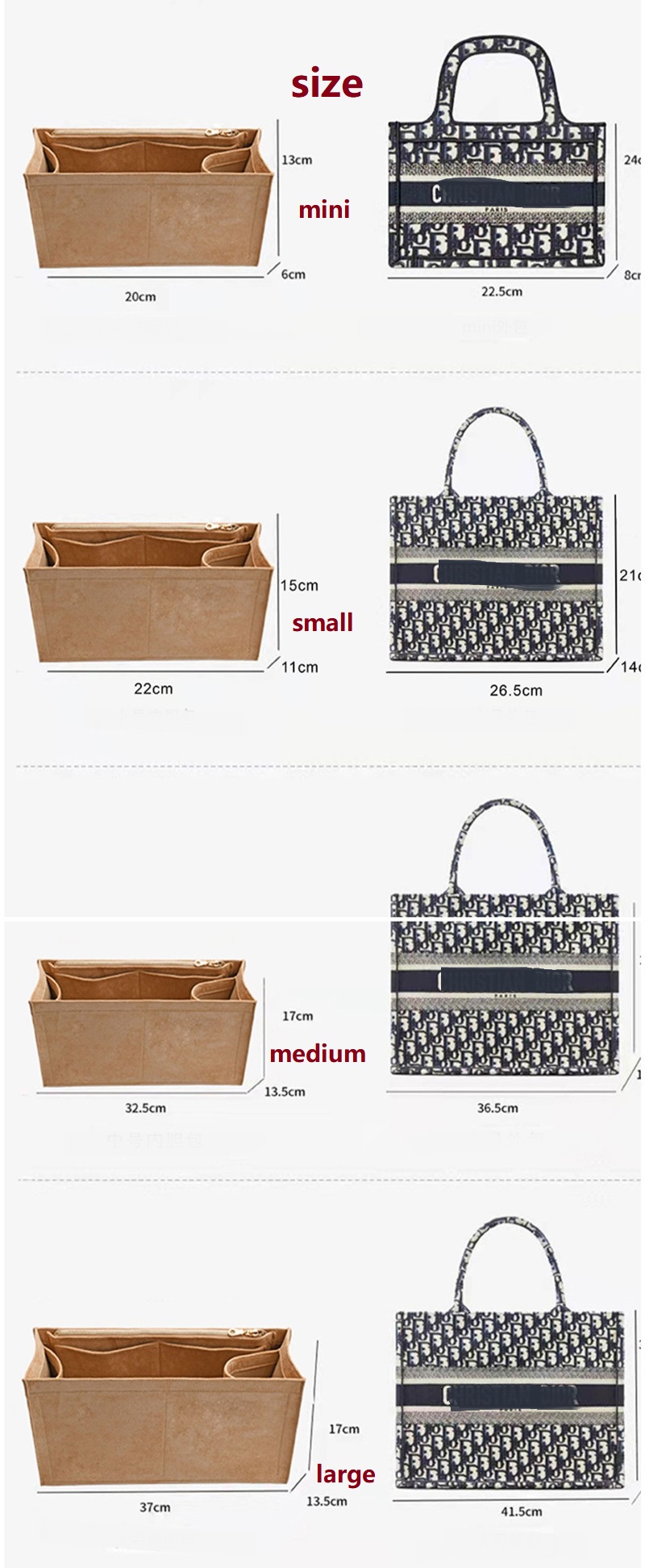 디올 북 토트백용 메이크업 가방 오거나이저 인서트 - Women Bags Tote Dior 리뷰 및 가격