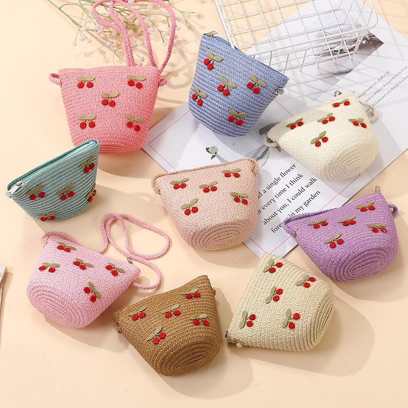 어린이용 접이식 밀짚 가방 여름 소녀용 빨간 체리 숄더 - Woven Straw Bag 리뷰 및 가격