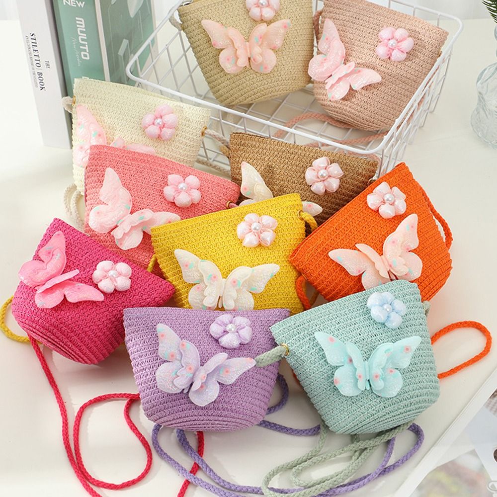 창의적인 수제 어린이 밀짚 가방 조개 모양 나비 꽃 크 - Woven Straw Bag 리뷰 및 가격