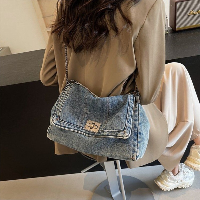 하라주쿠 스타일 빈티지 데님 토트백 여성 캐주얼 출퇴근 - Women Bags Jeans 리뷰 및 가격