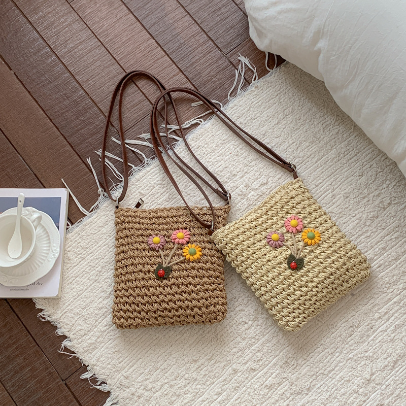 여성용 꽃무늬 장식의 짚으로 엮은 크로스바디 백, 사각 - Women'S Bags Holiday 리뷰 및 가격