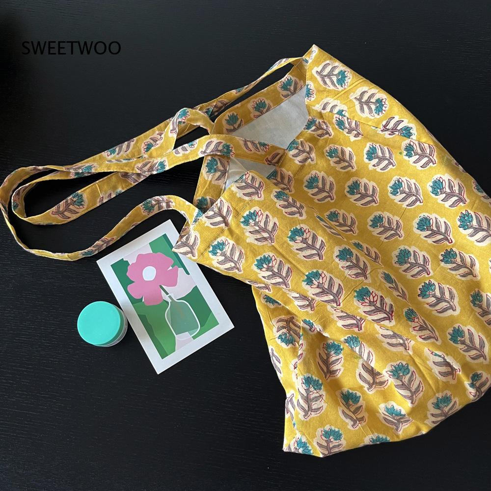 파스텔 플랜트 프린트 소프트 우븐 백 빈티지 인도 블록 - Women Bags India 리뷰 및 가격