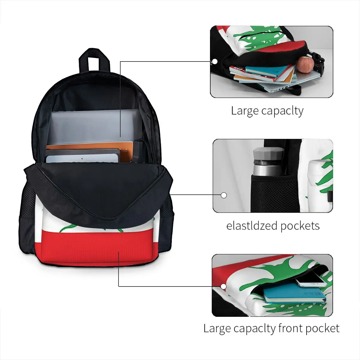 레바논 국기 학생 배낭 학교 가방 하이킹 여행 데이 팟 - Women Bags Lebanon 리뷰 및 가격