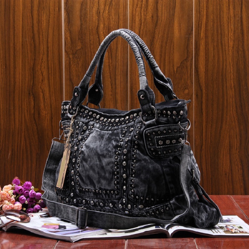 여성용 빈티지 데님 청바지 핸드백, 지퍼 샤인 리벳 라 - Women Bags Jeans 리뷰 및 가격