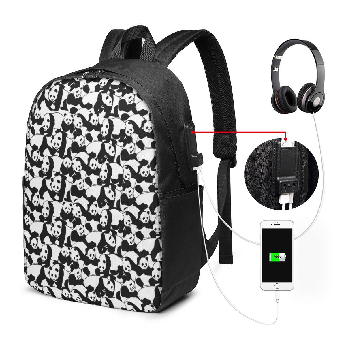 팬더 패턴 배낭 여행 노트북 가방 컴퓨터 대학생 학교  - Women'S Bag 리뷰 및 가격