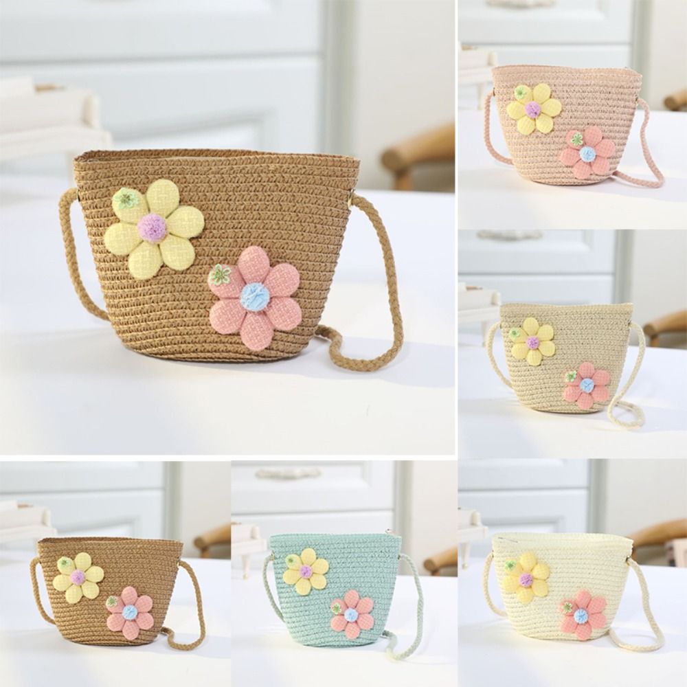수제 직조 소녀 꽃무늬 밀짚 가방 동전 지갑 지퍼 키즈 - Woven Straw Bag 리뷰 및 가격