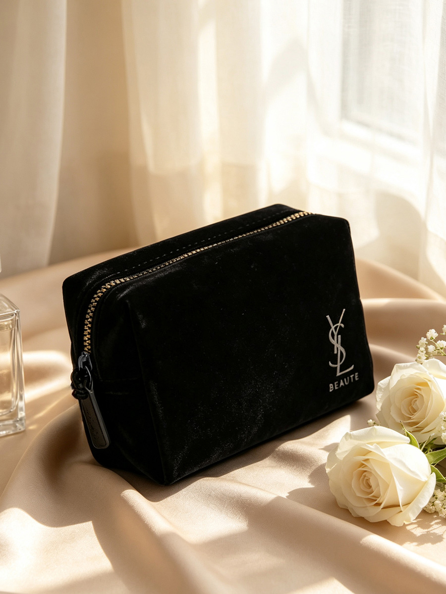 YSL 여성용 블랙 벨벳 골드 로고 화장품 가방 여행용 - Women Bags Ysl 리뷰 및 가격